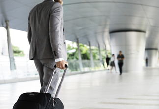 Businessmen Habds Hold Luggage Business Trip Businessmen Habds Hold Luggage Business Trip